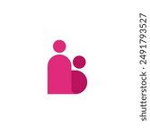 Mother and kid logo template in flat style. Family love vector illustration. Parenting icon