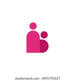 Mother and kid logo template in flat style. Family love vector illustration. Parenting icon