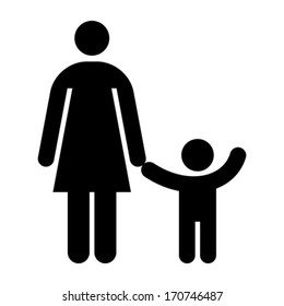 Mother and kid symbol isolated on white background        