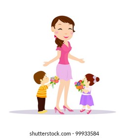  mother and kids