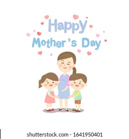 Mother and Kids for Card Vector