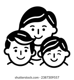 Mother With Kids Flat Icon Isolated On White Background