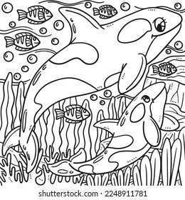 Mother Killer Whale and Baby Killer Whale Coloring