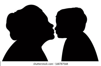 mother kissing her baby, vector 