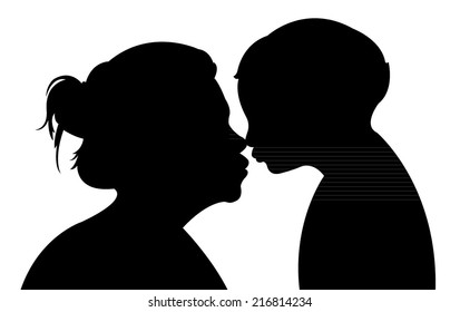 mother kissing her baby, vector 