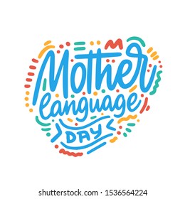 Mother language day concept text logo design template. Design for banner, presentation, background, poster. Editable vector EPS 10 illustration.