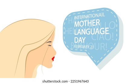 Mother Language Day International girls words, vector art illustration.