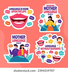 Mother Language Day Label Flat Cartoon Hand Drawn Templates Background Illustration