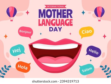 Mother Language Day Social Media Background Flat Cartoon Hand Drawn Templates Illustration