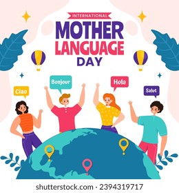 Mother Language Day Social Media Illustration Flat Cartoon Hand Drawn Templates Background