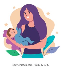 Mother Lifting Son Baby Characters Stock Vector (Royalty Free) 1933472747