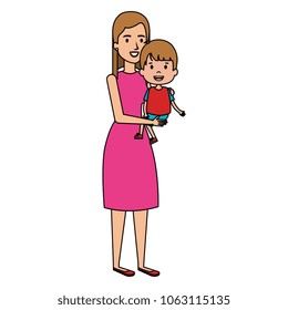 mother lifting son characters