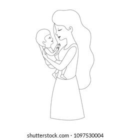 mother lifting son characters