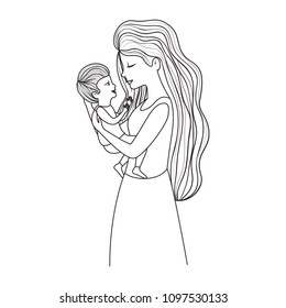 mother lifting son characters
