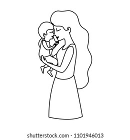mother lifting son characters