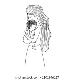 mother lifting son characters