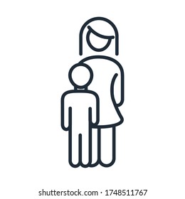 Mother and little son showing feelings. Family day, icon in silhouette style vector illustration