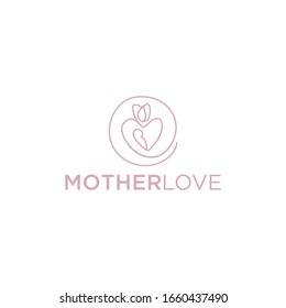 mother logo with abstract and line vector design concept for family