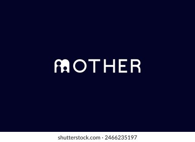 Mother Logo, letter M with mom and kid icon combination in text mother typography logo, vector illustration