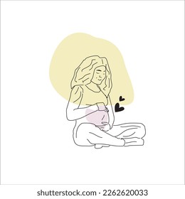 Mother love line art vector for commercial use