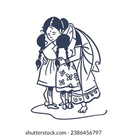 Mother Love, mother's day vector simple line art illustration