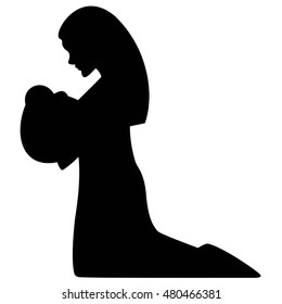 silhouette virgin mary images stock photos vectors shutterstock https www shutterstock com image vector mother mary baby jesus 480466381