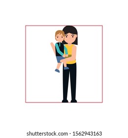 mother and member family flat image vector illustration