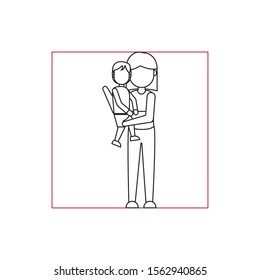 mother and member family line style vector illustration