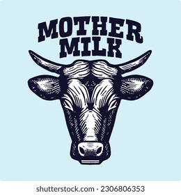 Mother milk t shirt print design, vintage illustration