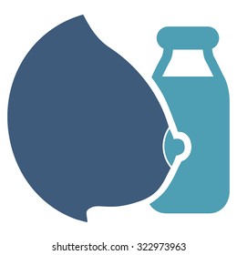Mother Milk vector icon. Style is bicolor flat symbol, cyan and blue colors, rounded angles, white background.