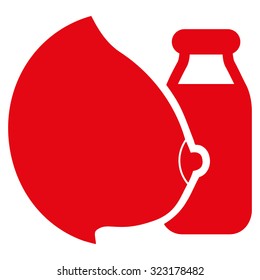 Mother Milk vector icon. Style is flat symbol, red color, rounded angles, white background.