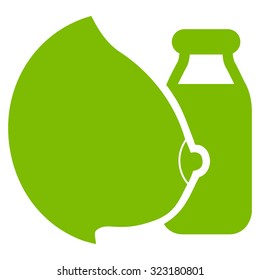 Mother Milk vector icon. Style is flat symbol, eco green color, rounded angles, white background.