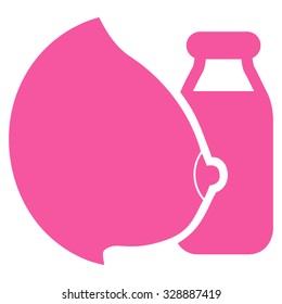 Mother Milk vector icon. Style is flat symbol, pink color, rounded angles, white background.