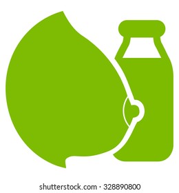 Mother Milk vector icon. Style is flat symbol, eco green color, rounded angles, white background.