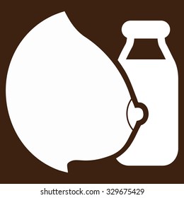 Mother Milk vector icon. Style is flat symbol, white color, rounded angles, brown background.