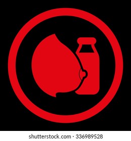 Mother Milk vector icon. Style is flat rounded symbol, red color, rounded angles, black background.