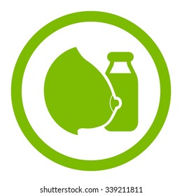 Mother Milk vector icon. Style is flat rounded symbol, eco green color, rounded angles, white background.