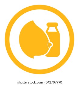 Mother Milk vector icon. Style is flat rounded symbol, yellow color, rounded angles, white background.