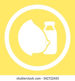 Mother Milk vector icon. Style is flat rounded symbol, white color, rounded angles, yellow background.