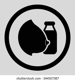 Mother Milk vector icon. Style is flat rounded symbol, black color, rounded angles, light gray background.