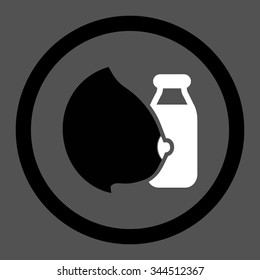 Mother Milk vector icon. Style is bicolor flat rounded symbol, black and white colors, rounded angles, gray background.