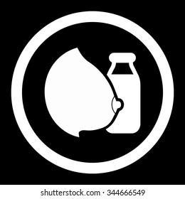 Mother Milk vector icon. Style is flat rounded symbol, white color, rounded angles, black background.