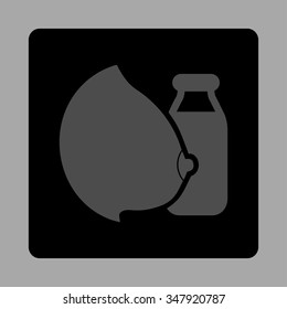Mother Milk vector icon. Style is flat rounded square button, gray and black colors, silver background.