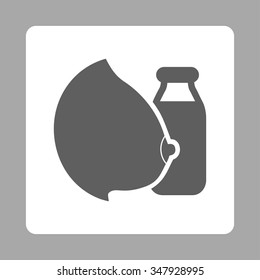 Mother Milk vector icon. Style is flat rounded square button, dark gray and white colors, silver background.