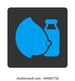 Mother Milk vector icon. Style is flat rounded square button, blue and gray colors, white background.