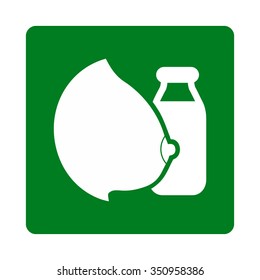 Mother Milk vector icon. Style is flat rounded square button, white and green colors, white background.