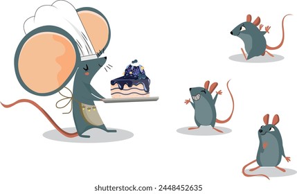 Mother mouse and mice  Mother's Day vector design
