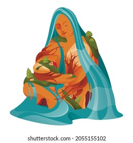 Mother Nature. Character, vector illustration.