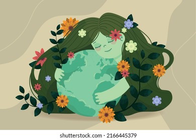 hugging earth mother nature