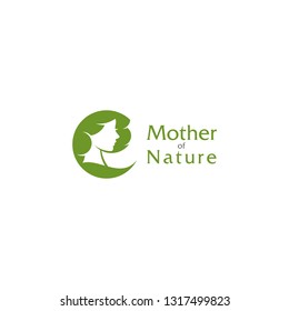 Mother of Nature Logo Icon, Woman hair as tree logo silhouette